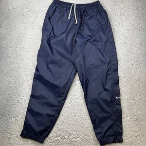 Vintage 90s Y2k Nike Nylon Track Windbreaker Pants Unlined Size XL Navy Blue